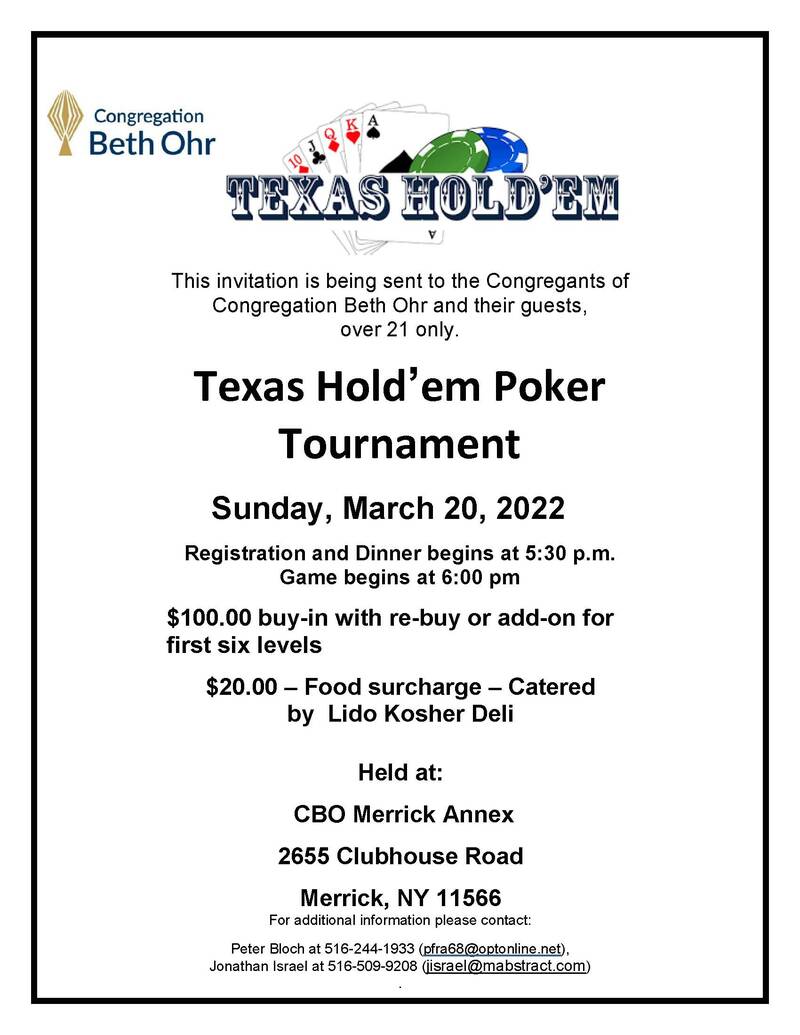 Banner Image for Texas Hold' Em Poker Tournament at Merrick Annex